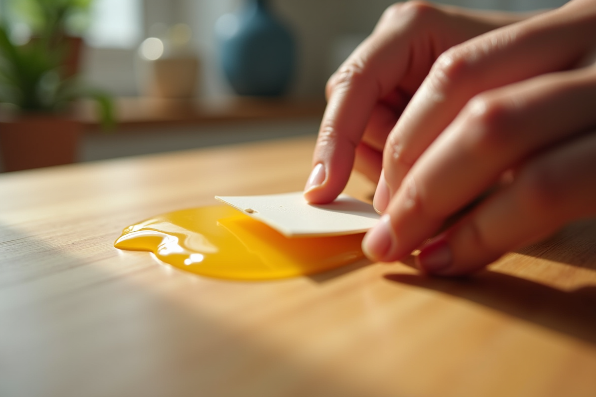 Démontage de cire fondue avec une carte en main