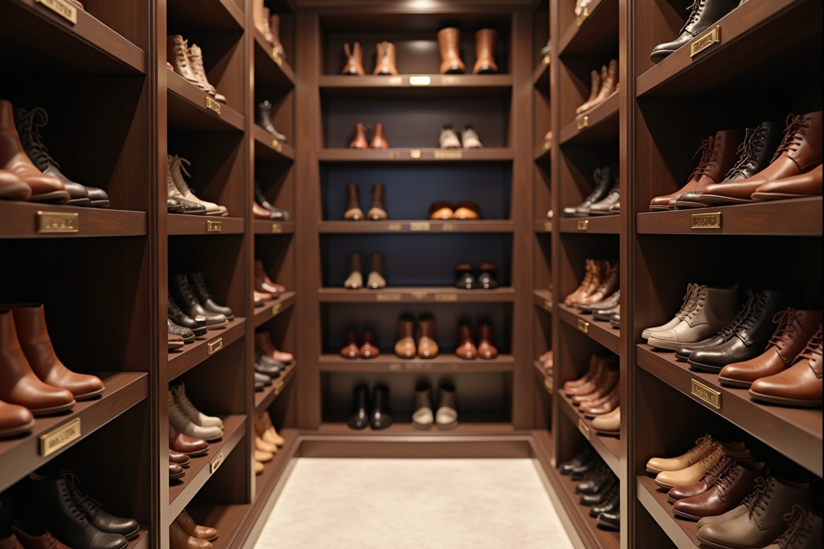 Dressing spacieux avec boîtes à chaussures élégantes