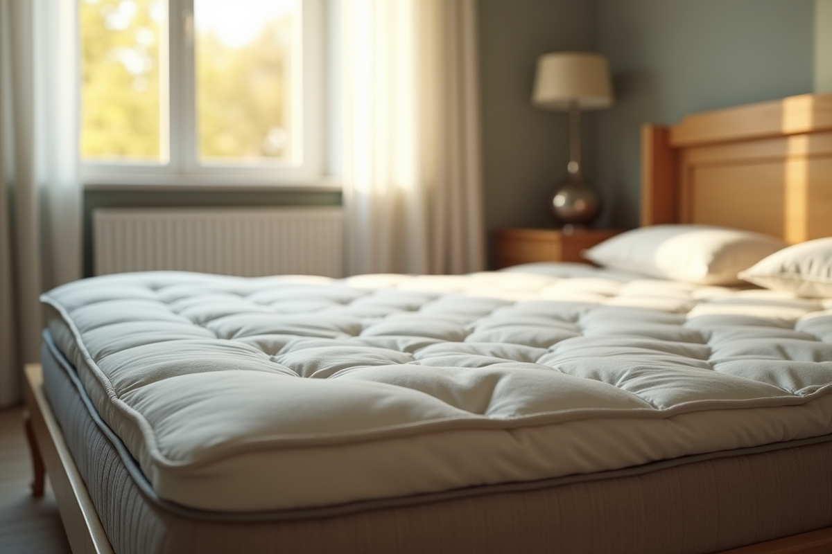 Matelas ancien et affaissé dans une chambre lumineuse