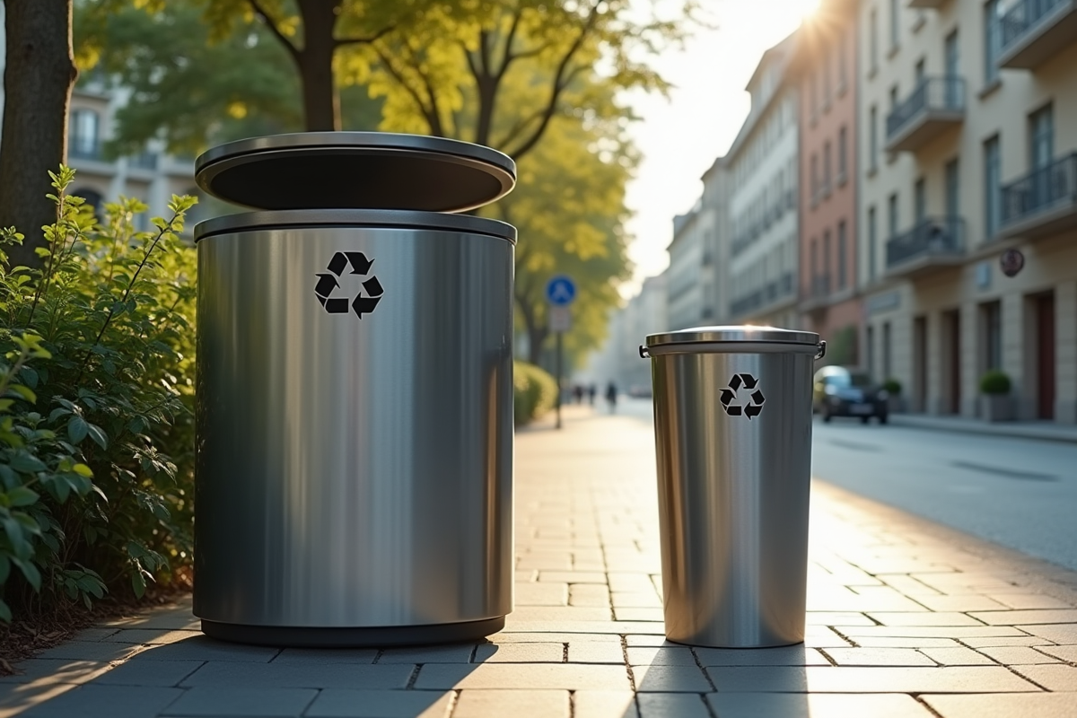 Poubelle moderne et recyclage dans une ville européenne